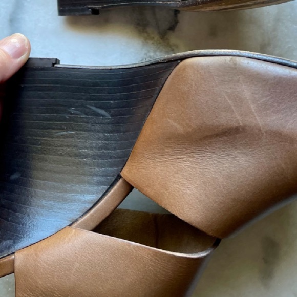 MARNI smooth tan leather wrapped platform heels - Picture 8 of 9